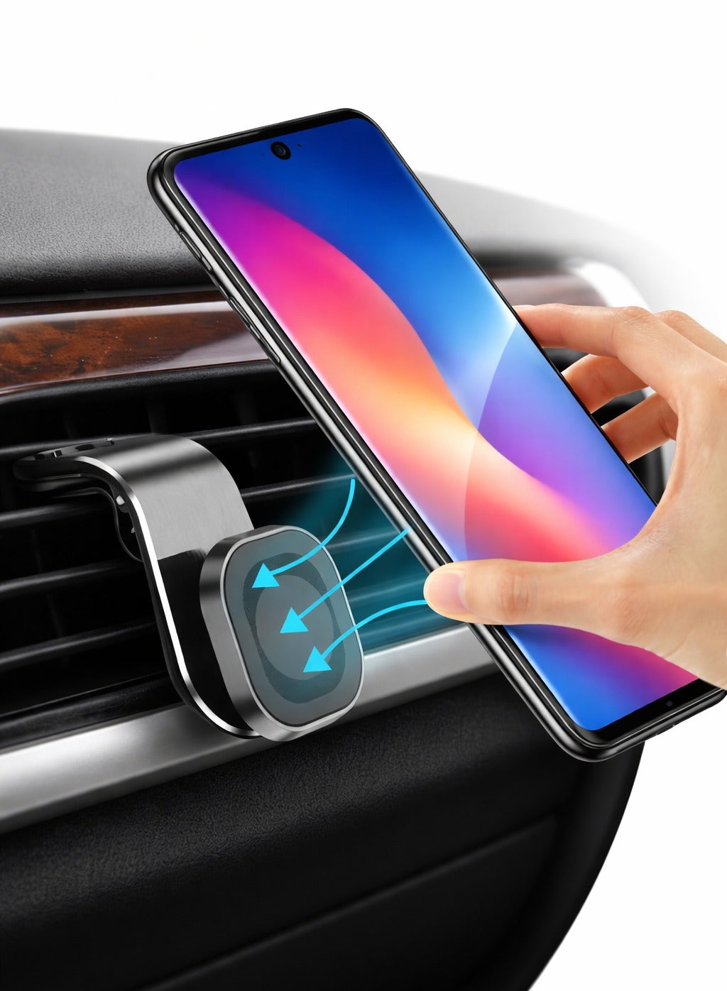 Magnetic Phone Mount for Car Air Vent with Steel Plate Universal Smartphone Holder